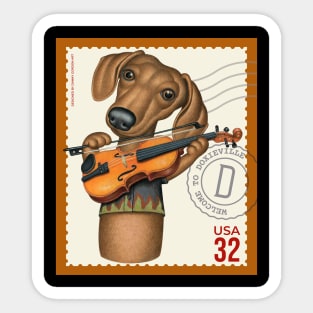 Cute Doxie playing violin Sticker